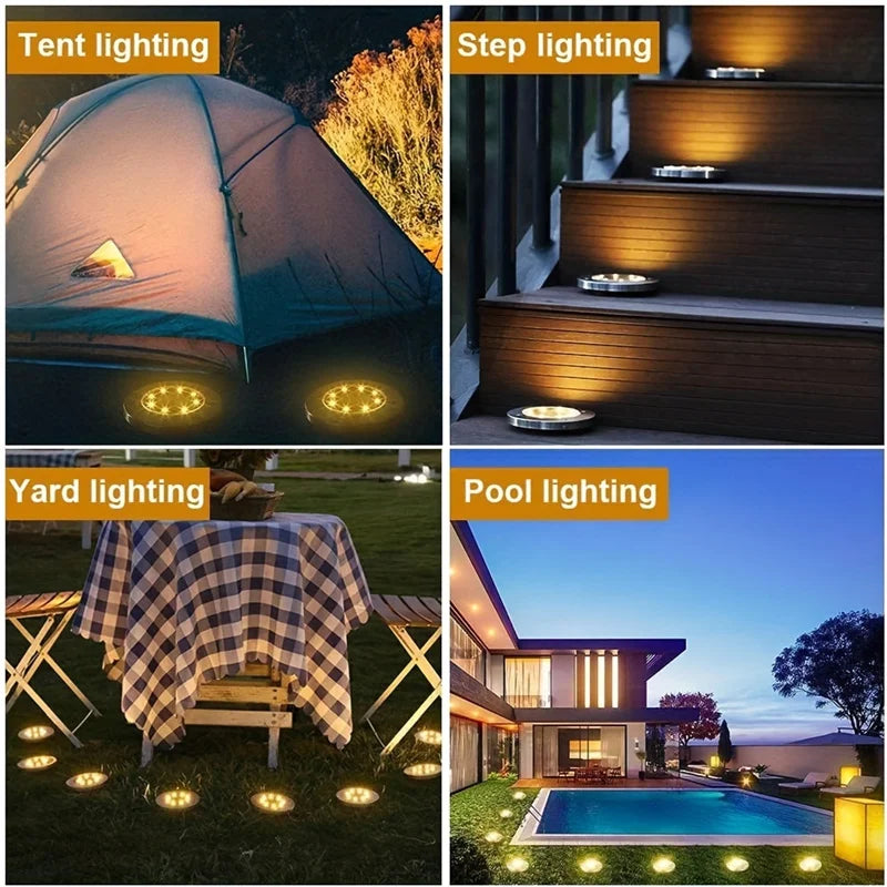 WHATOOK IP68 LED Outdoor Solar Ground Light for Garden