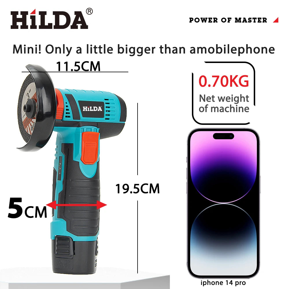 HILDA 12V Mini Cordless Angle Grinder With Battery Pack