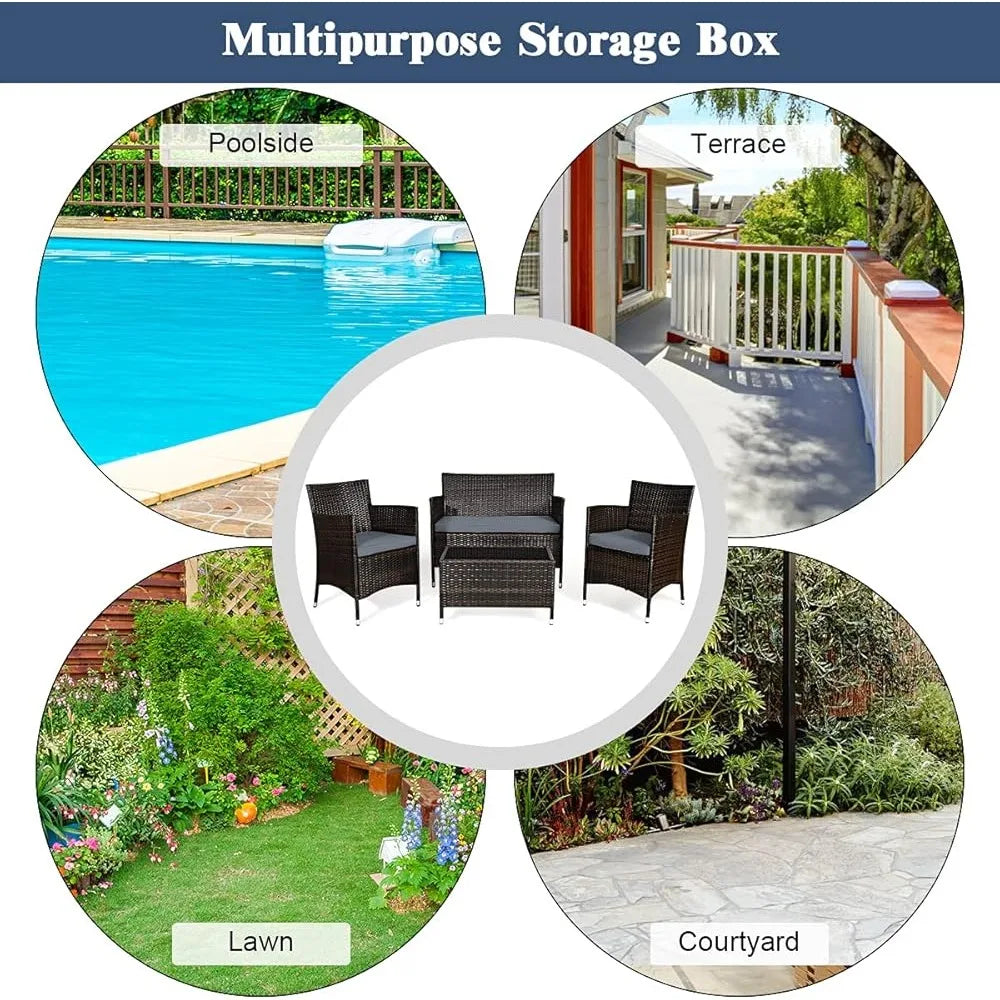 DUTRIEUX 4-Piece Rattan Patio Conversation Set