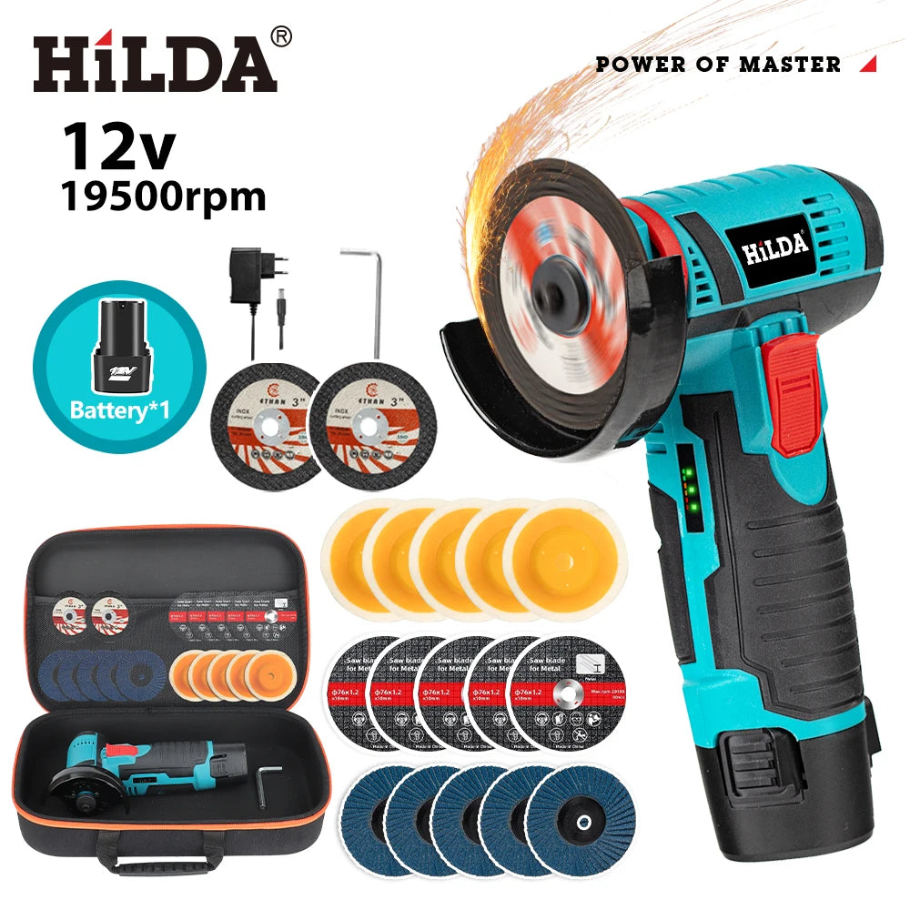HILDA 12V Mini Cordless Angle Grinder With Battery Pack