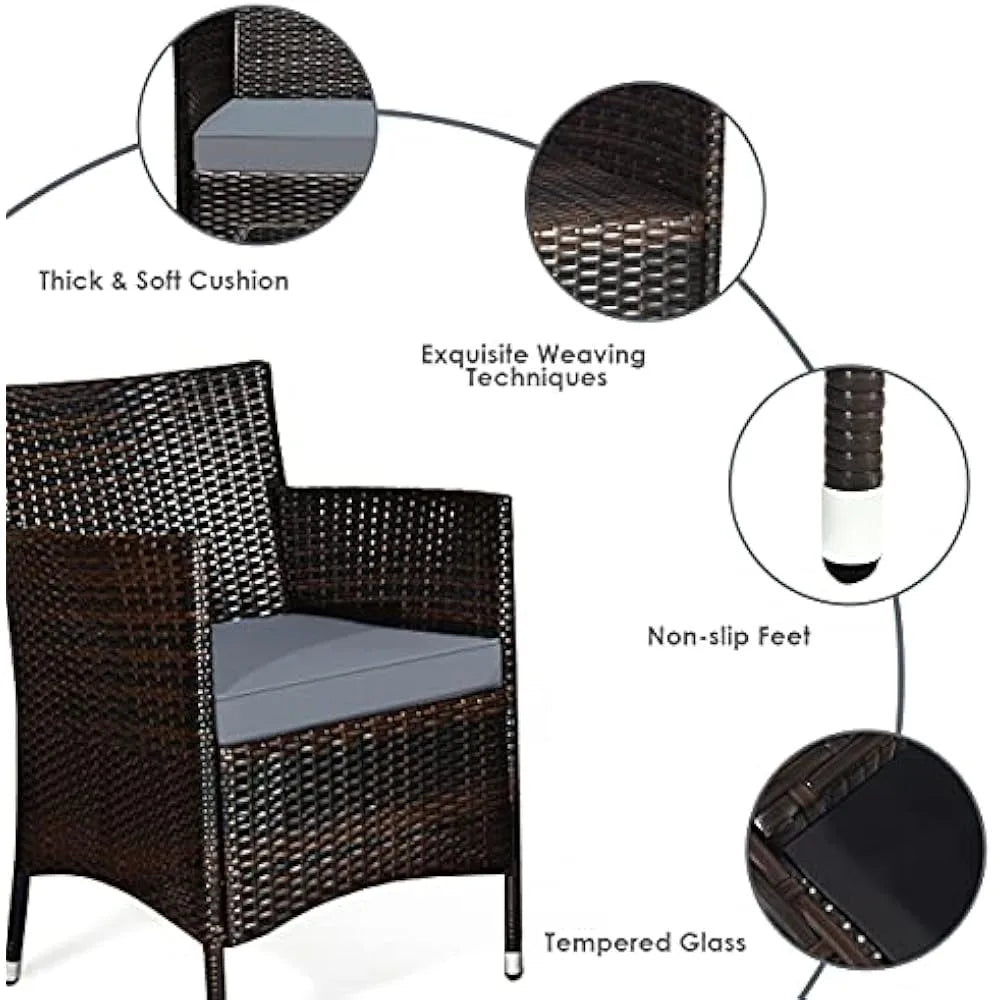 DUTRIEUX 4-Piece Rattan Patio Conversation Set