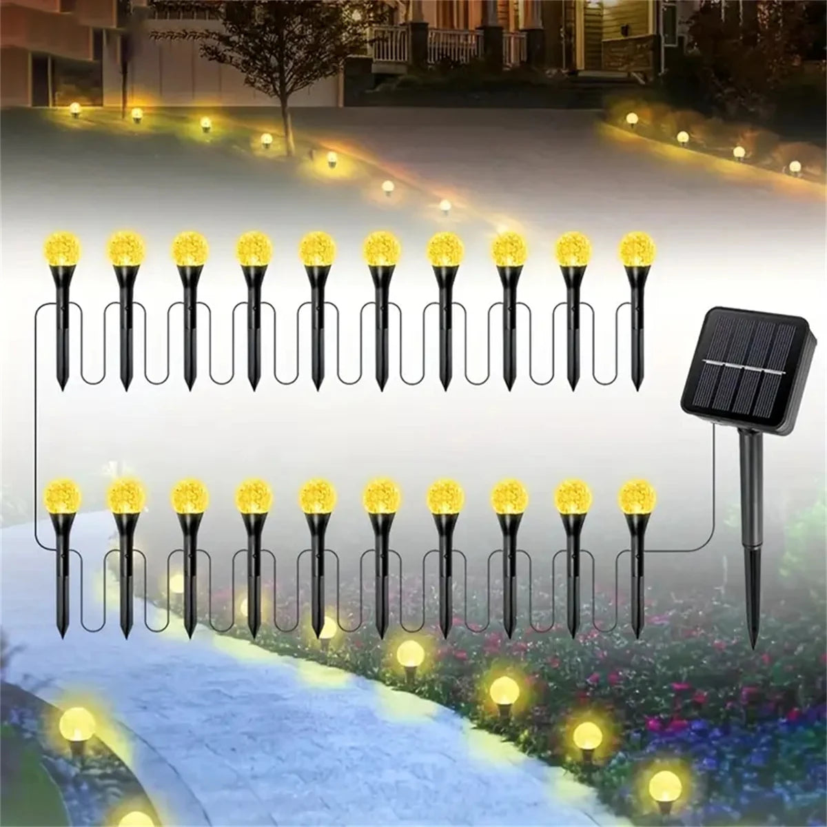 OSIDEN Solar Crystal Globe Pathway Lights 30 LEDs Outdoor