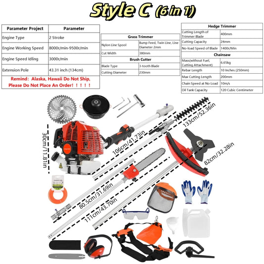 2200W Weed Eater Cordless Petrol 52CC 8500RPM,Strong Power String Trimmer Brush Cutter Weed Wacker,2 In 1 Lawn Mower Machine