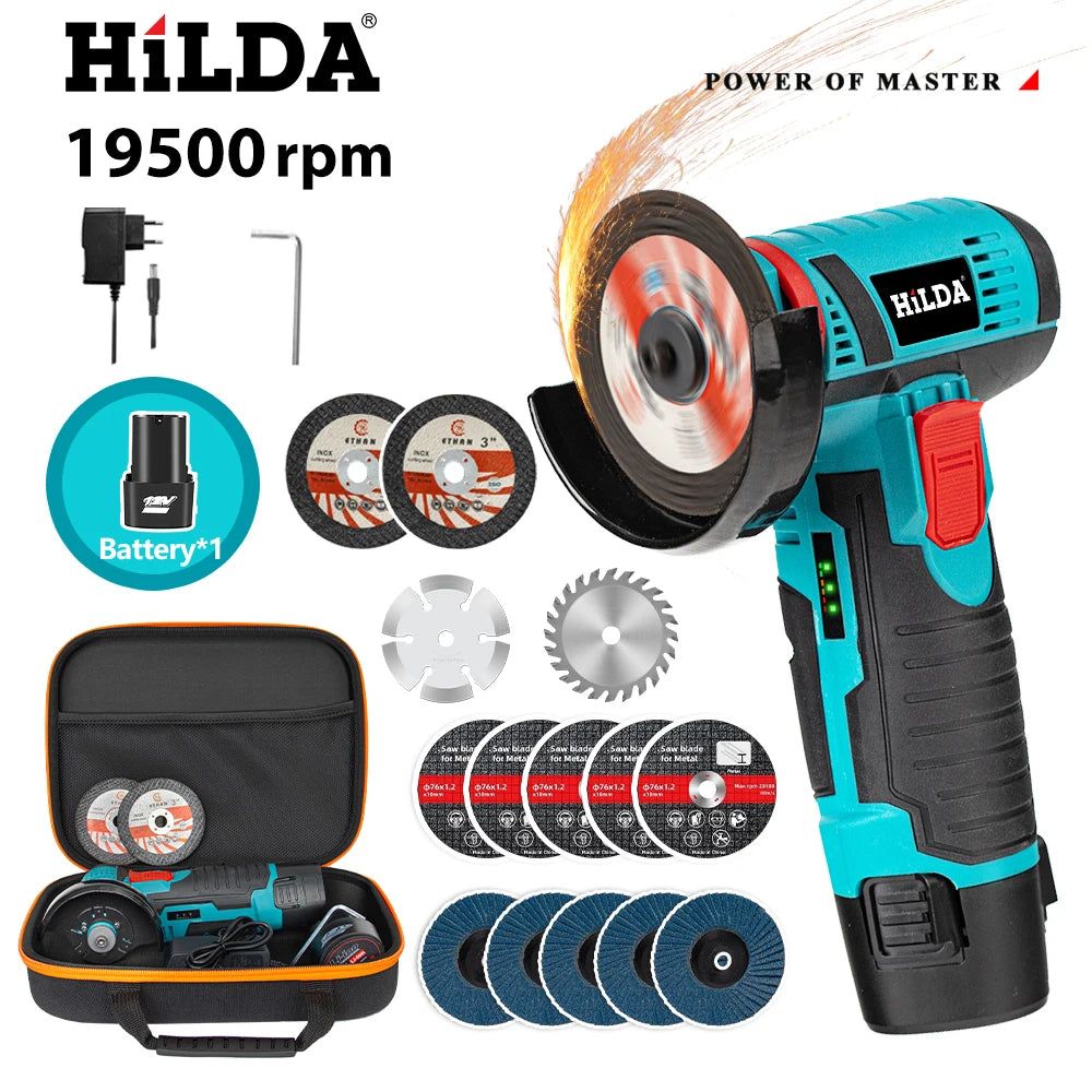 HILDA 12V Mini Cordless Angle Grinder With Battery Pack