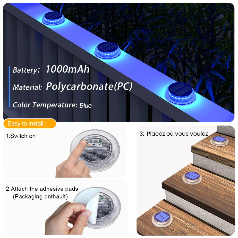 Solar LED Garden Lights IP68 Waterproof Step Lighting