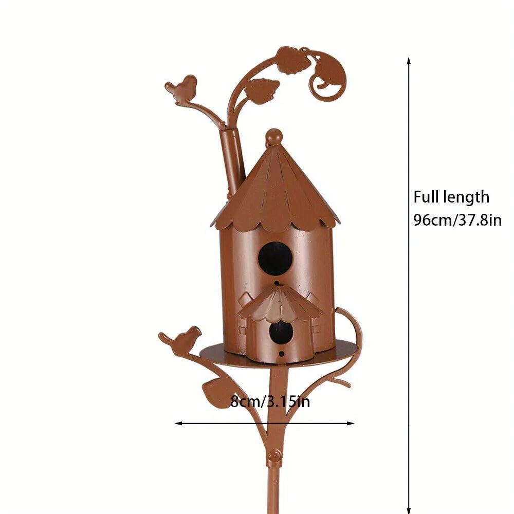 Hign Concerned Metal Birdhouse Stake Outdoor Decor