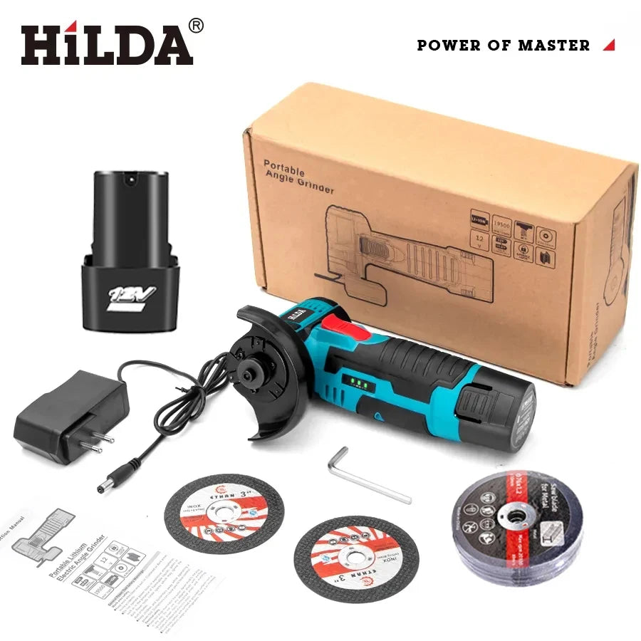 HILDA 12V Mini Cordless Angle Grinder With Battery Pack