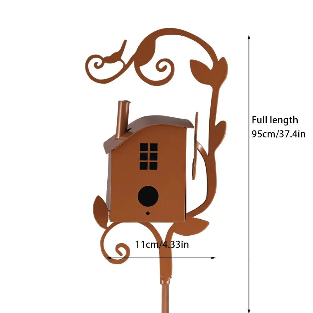 Hign Concerned Metal Birdhouse Stake Outdoor Decor