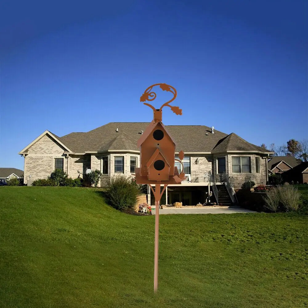 Hign Concerned Metal Birdhouse Stake Outdoor Decor