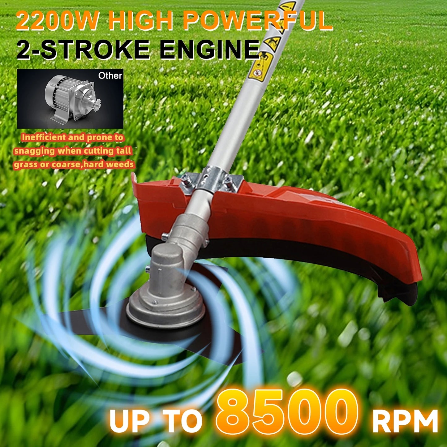 2200W Weed Eater Cordless Petrol 52CC 8500RPM,Strong Power String Trimmer Brush Cutter Weed Wacker,2 In 1 Lawn Mower Machine