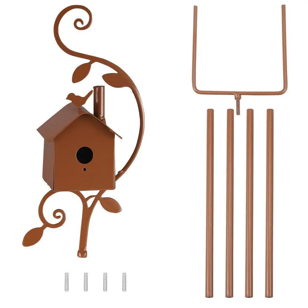 Hign Concerned Metal Birdhouse Stake Outdoor Decor