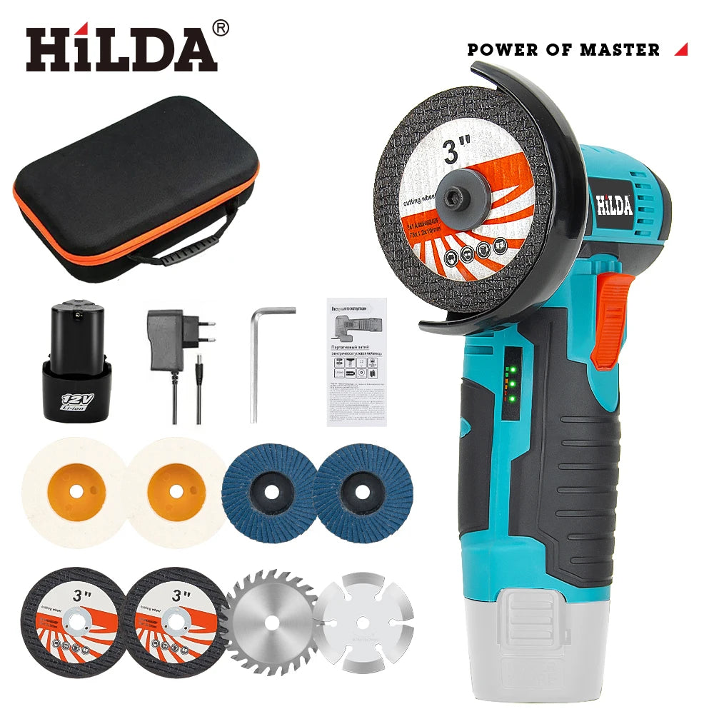 HILDA 12V Mini Cordless Angle Grinder With Battery Pack