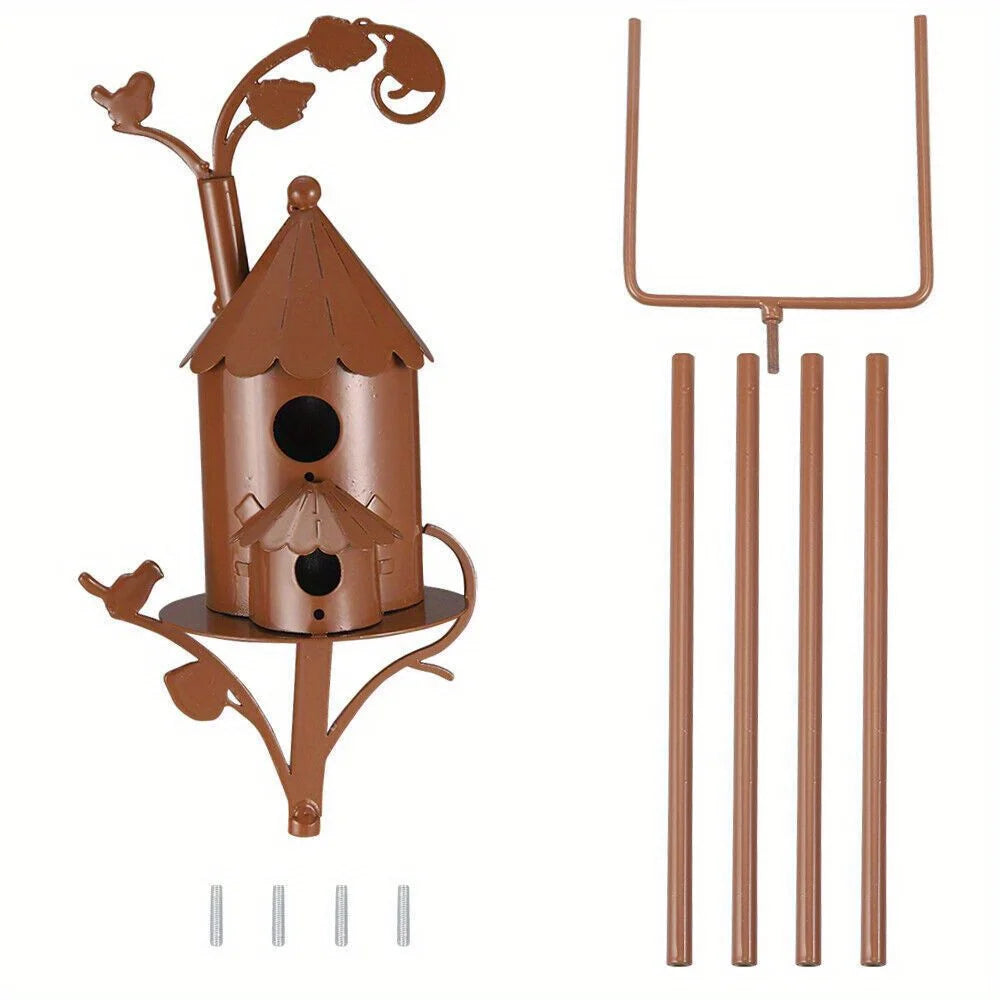 Hign Concerned Metal Birdhouse Stake Outdoor Decor