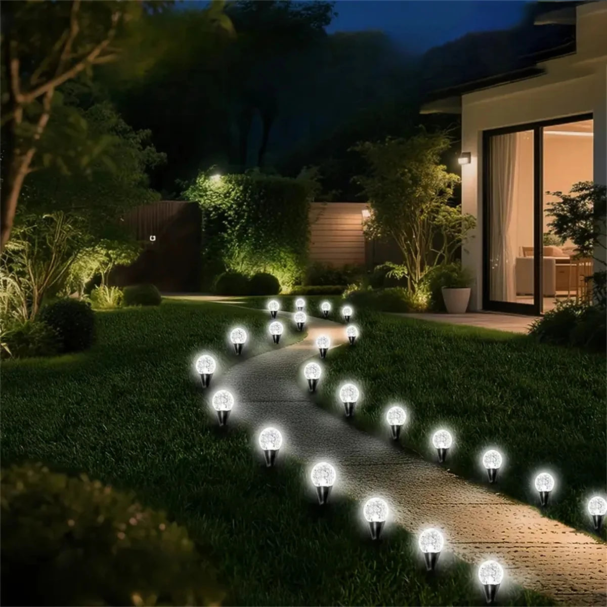 OSIDEN Solar Crystal Globe Pathway Lights 30 LEDs Outdoor