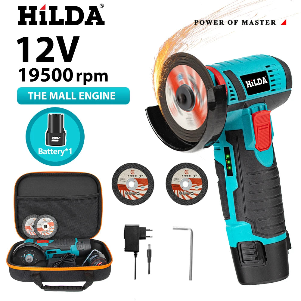 HILDA 12V Mini Cordless Angle Grinder With Battery Pack