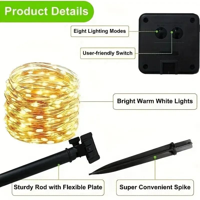 GOTPC Solar Fairy Lights Outdoor String Lights IP65 Garden