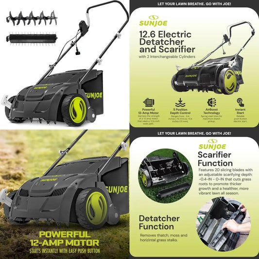 12 Amp Electric Lawn Dethatcher And Scarifier For Lawns