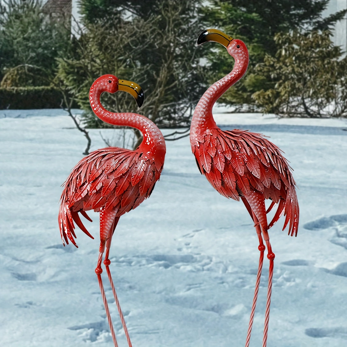 Flamingo Outdoor Metal Statue Garden Sculpture Halloween