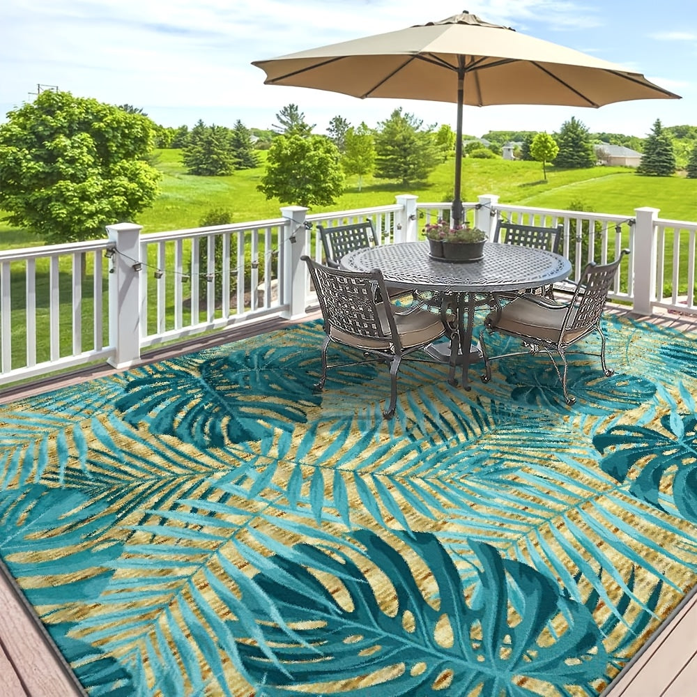 七星鹿 Ultra Soft Velvet Area Mat Geometric Leaf Pattern