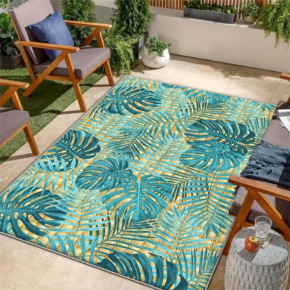 七星鹿 Ultra Soft Velvet Area Mat Geometric Leaf Pattern