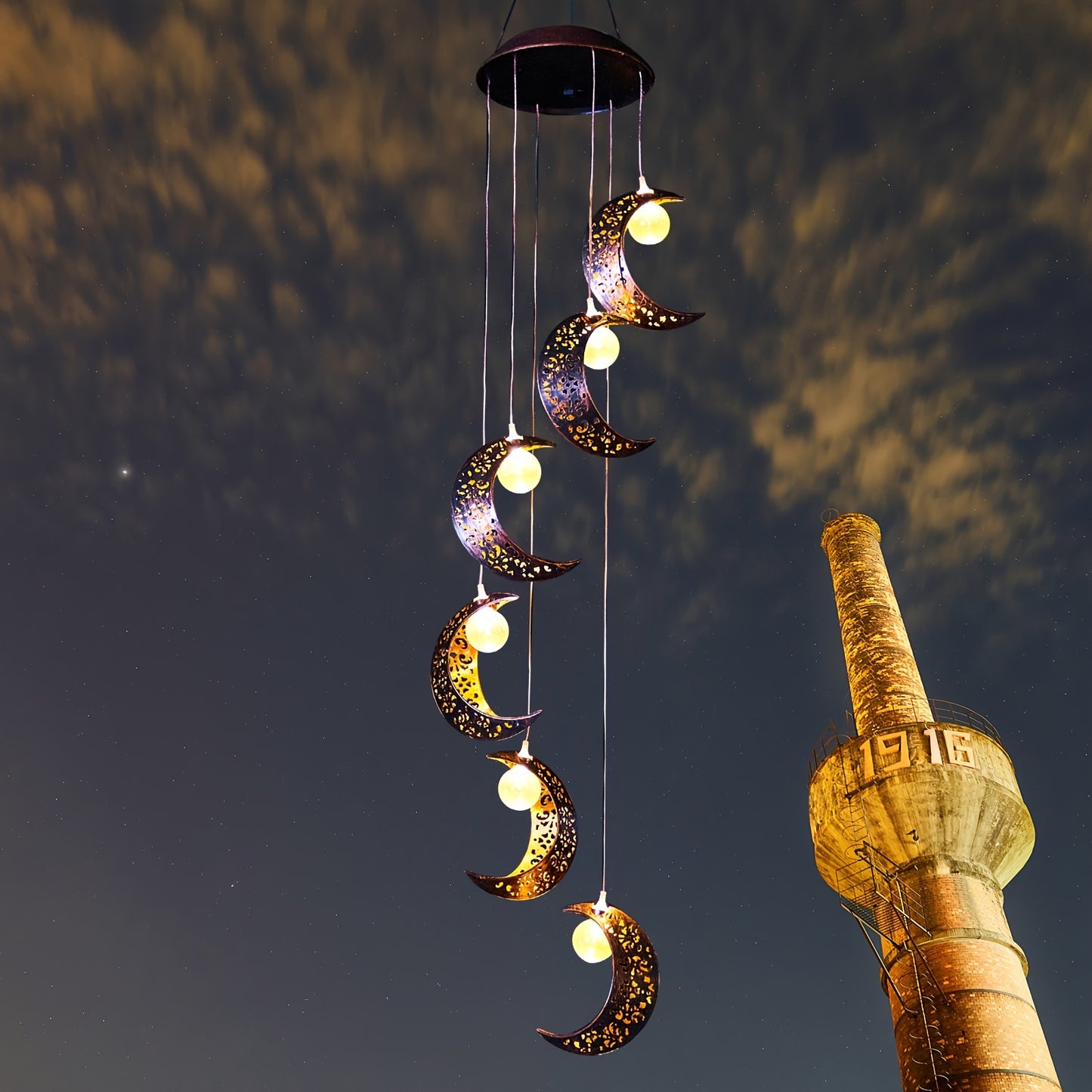 Tryme Solar Moon Wind Chimes Outdoor Lights Hanging Decor