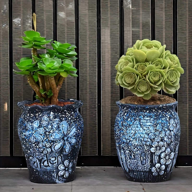 Urban Old Pile Ceramic Flower Pot Set 2Pcs Drainage