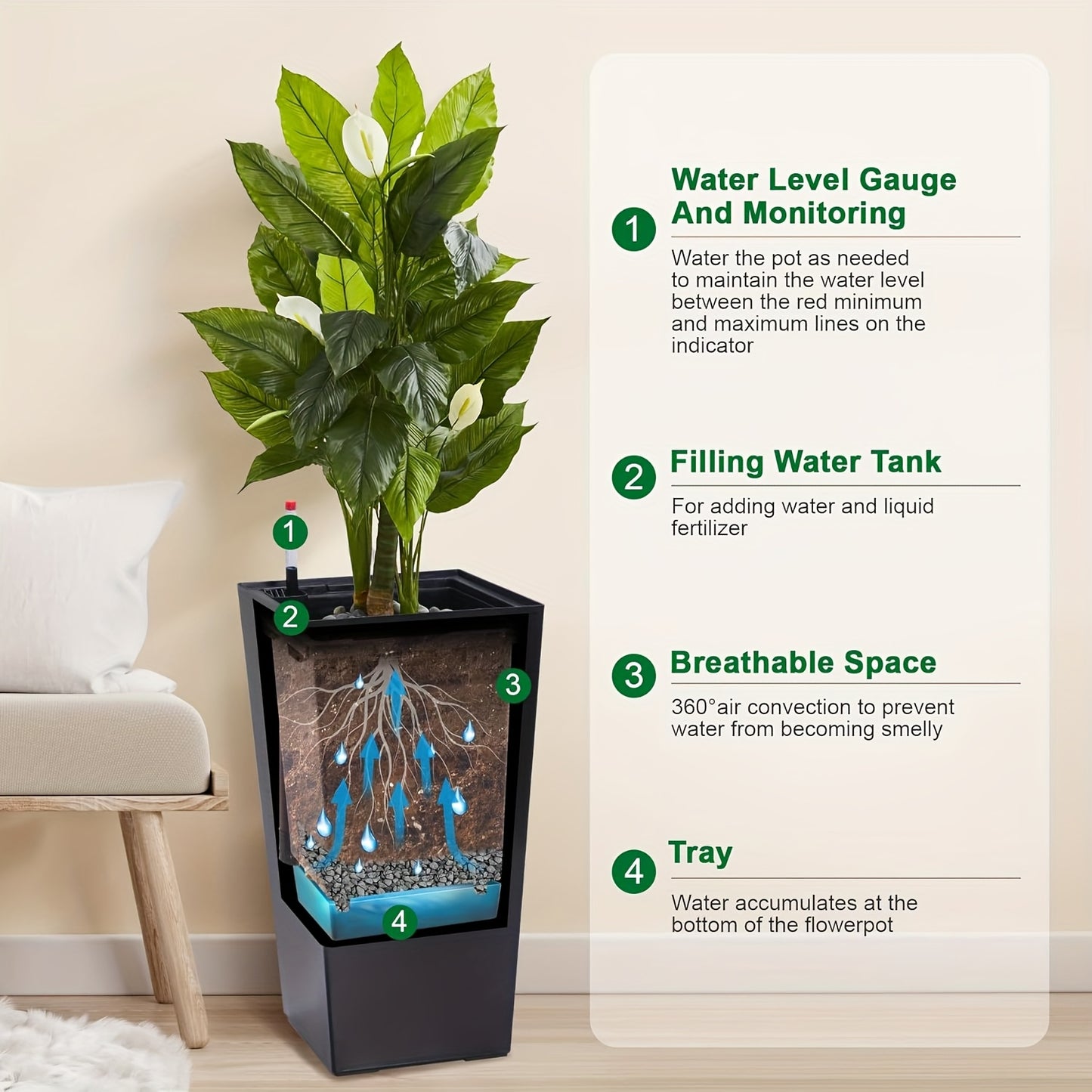 GAOMON Two Pack Self Watering Planters Drain Holes Set
