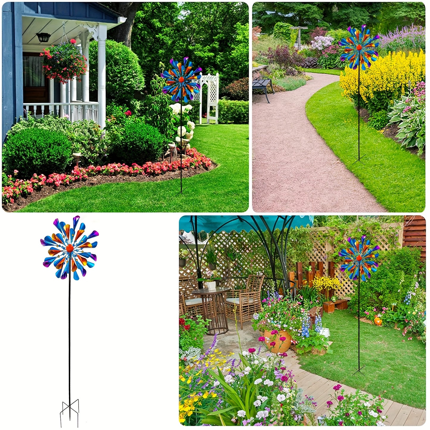 Metal Rotating Wind Spinner For Garden Patio Lawn Decor