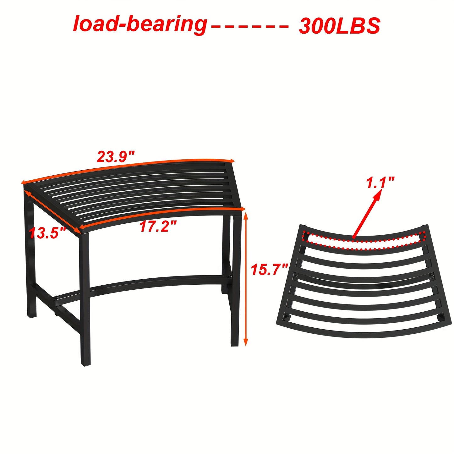 FUFU GAGA Curved Metal Benches For Outdoor Fire Pit Seating