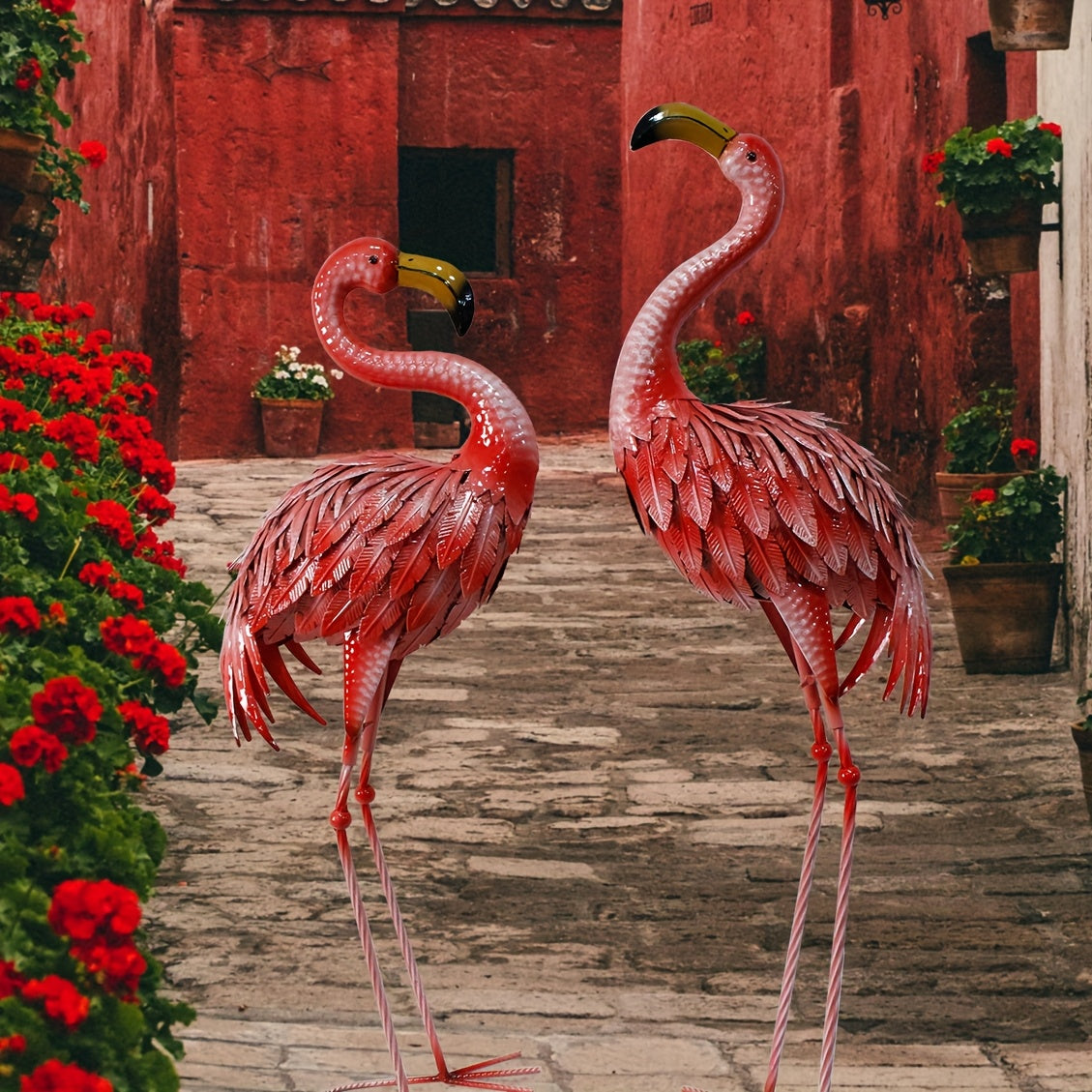 Flamingo Outdoor Metal Statue Garden Sculpture Halloween