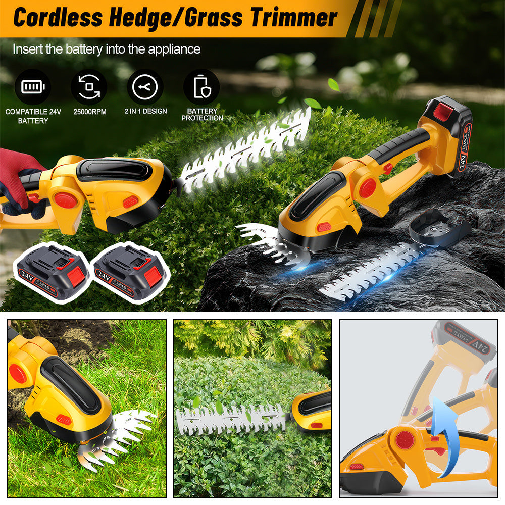 Garden Mainte Cordless Hedge Trimmer With 2 Batteries