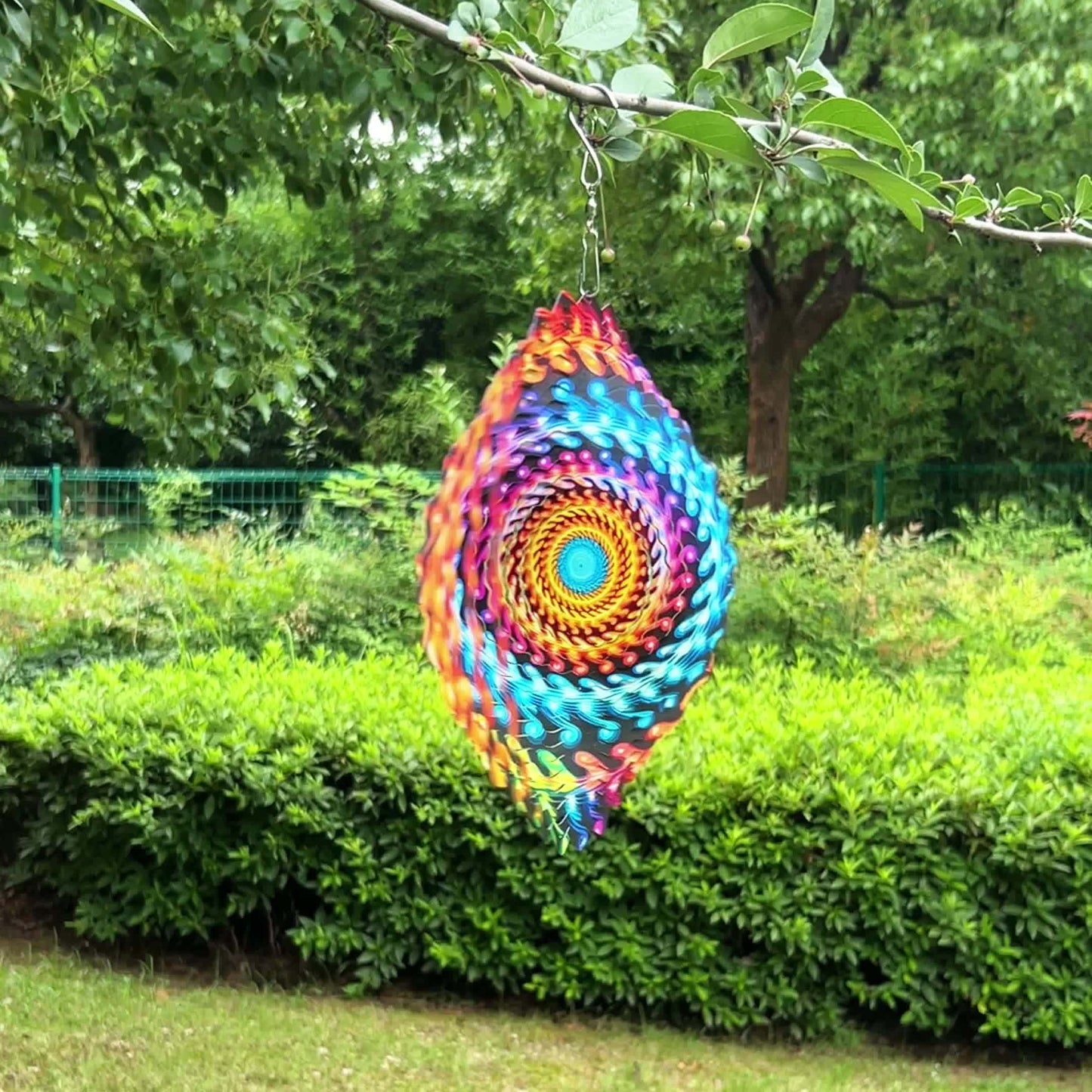 Vibrant Metal Spinner Multicolor Mandala 3D Wind Spinner