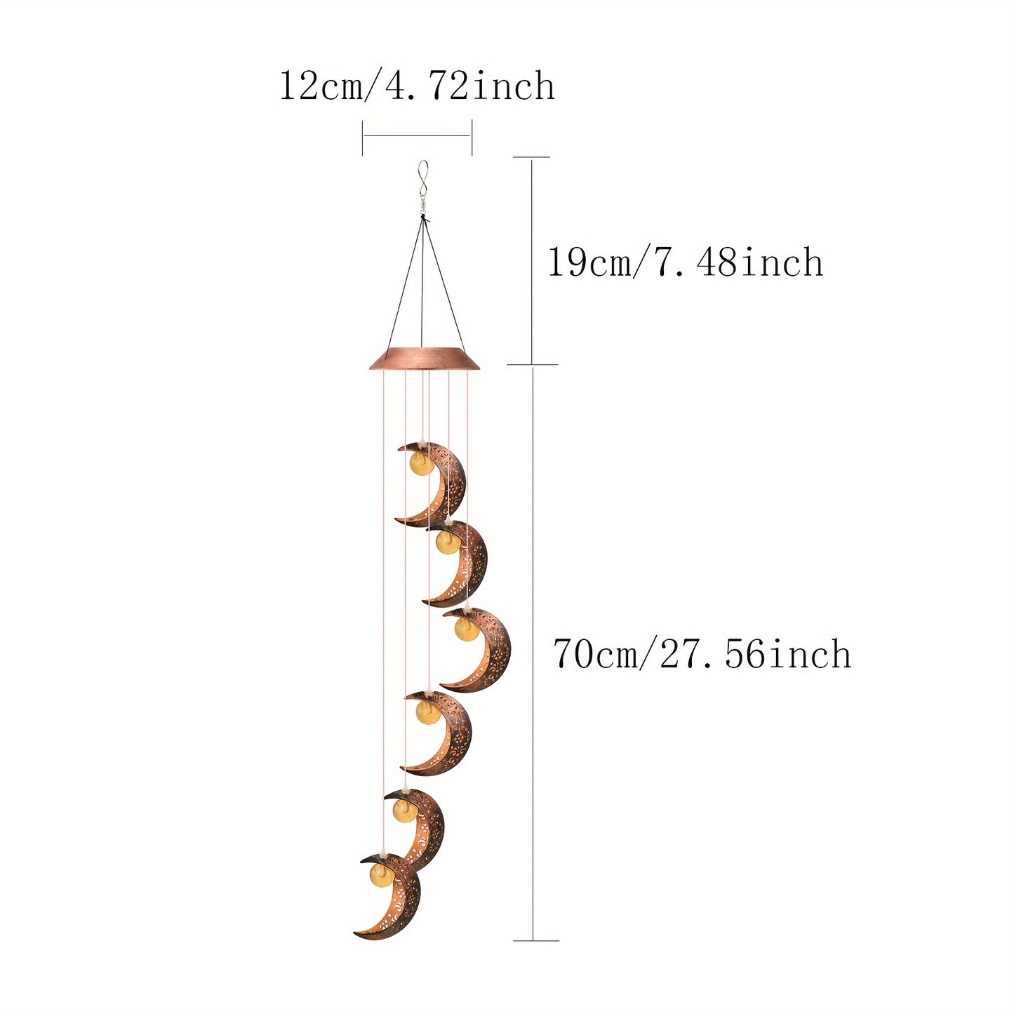 Tryme Solar Moon Wind Chimes Outdoor Lights Hanging Decor