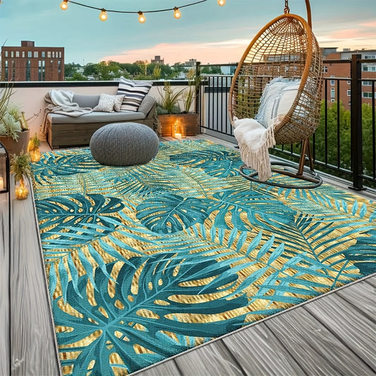 七星鹿 Ultra Soft Velvet Area Mat Geometric Leaf Pattern