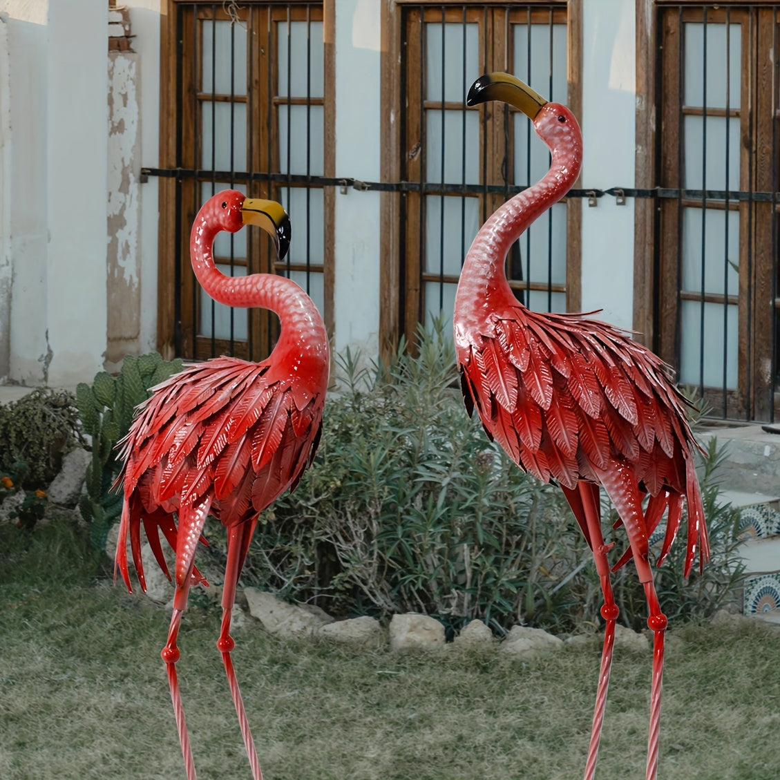 Flamingo Outdoor Metal Statue Garden Sculpture Halloween