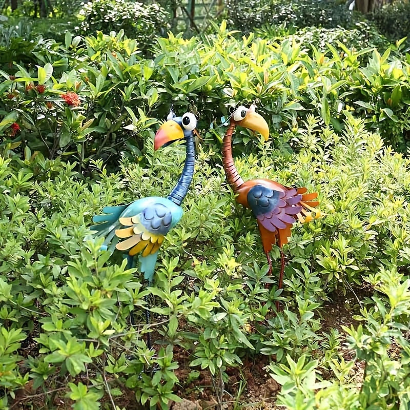 Metal Garden Toucan Sculpture For Outdoor Decor Yard Art