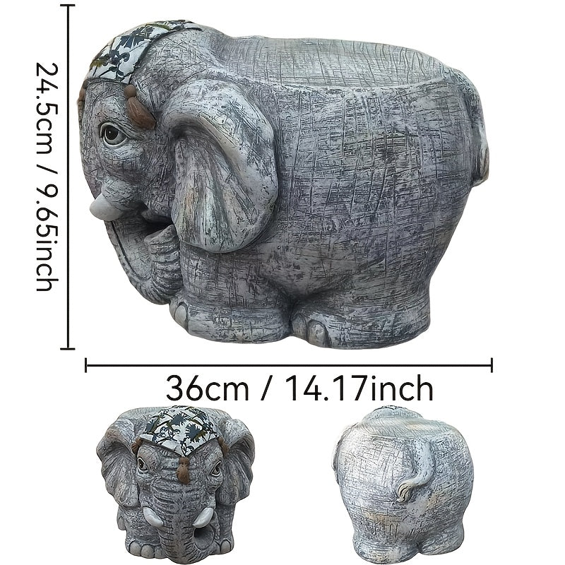 Elephant Resin Garden Stool Decor Sculpture For Outdoor Use