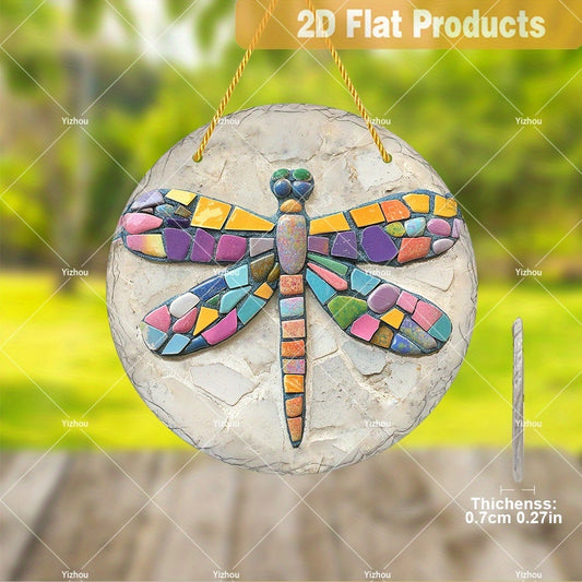 Vintage Resin Welcome Garden Sign Dragonfly Mosaic Decor