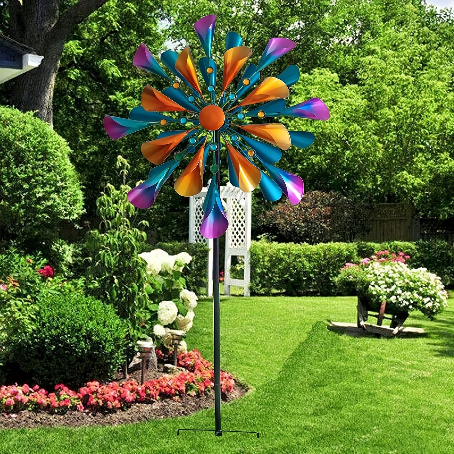 Metal Rotating Wind Spinner For Garden Patio Lawn Decor