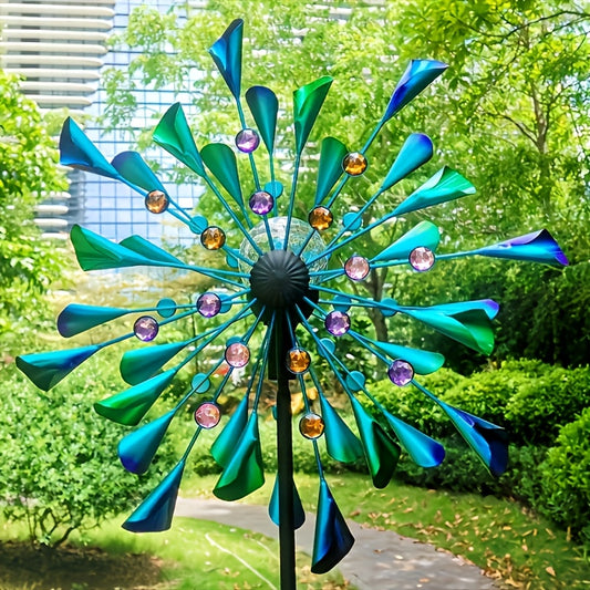Solar Luminescence Metal Double Wind Spinner Outdoor Decor