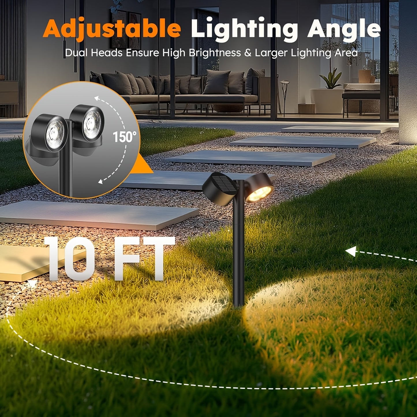 4 Pack Solar Pathway Lights Outdoor Waterproof 18 LED