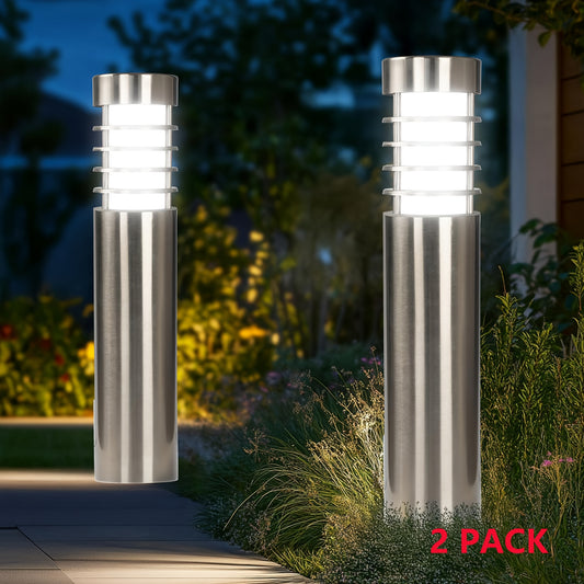 LED Solar Powered Stainless Steel Path Bollard Lights