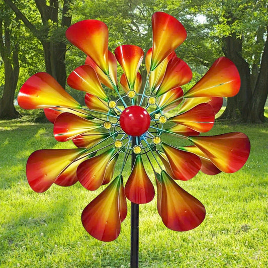 Festive Windmill Decor Double Layer Horn Windmill Solar