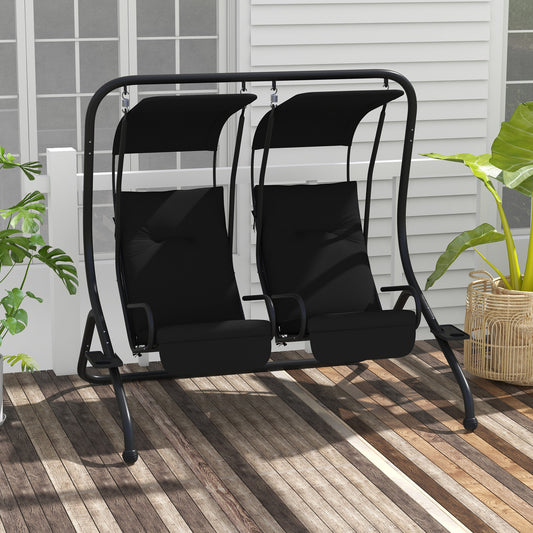 Outsunny Patio Swing Chair With 2 Seats Removable Canopy