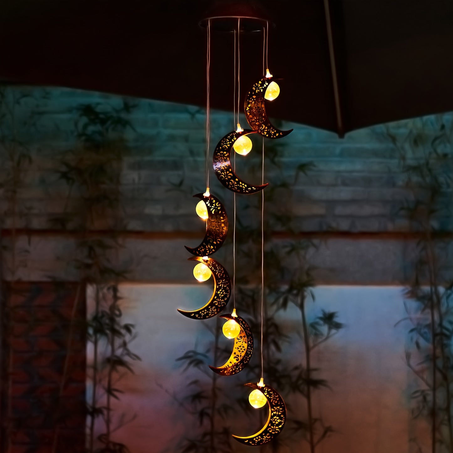 Tryme Solar Moon Wind Chimes Outdoor Lights Hanging Decor