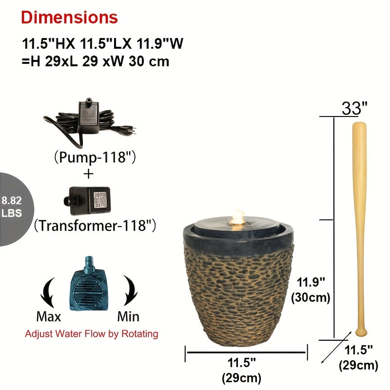 XK Outdoor Pebble Fountain With LED Lights And Water Pump
