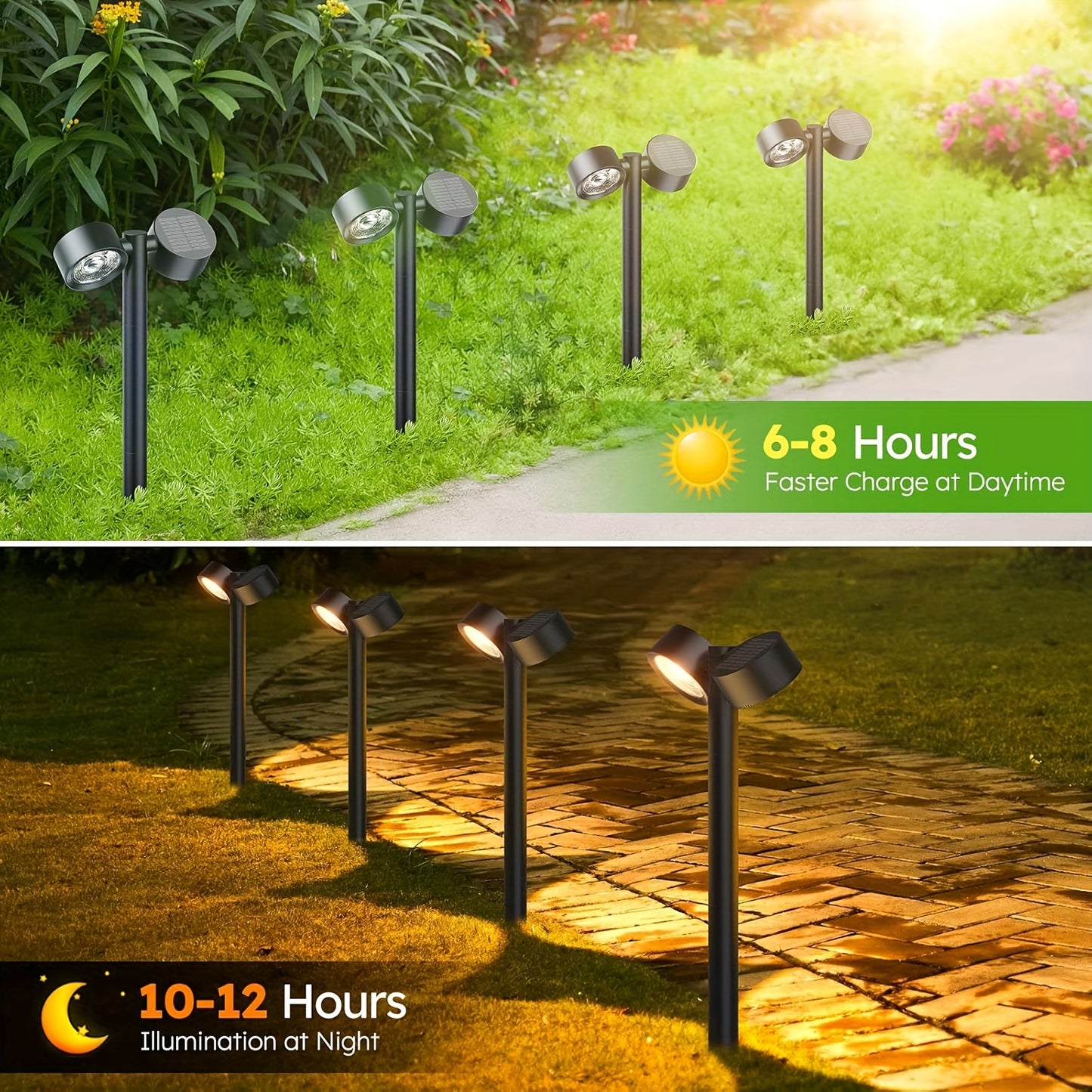 4 Pack Solar Pathway Lights Outdoor Waterproof 18 LED