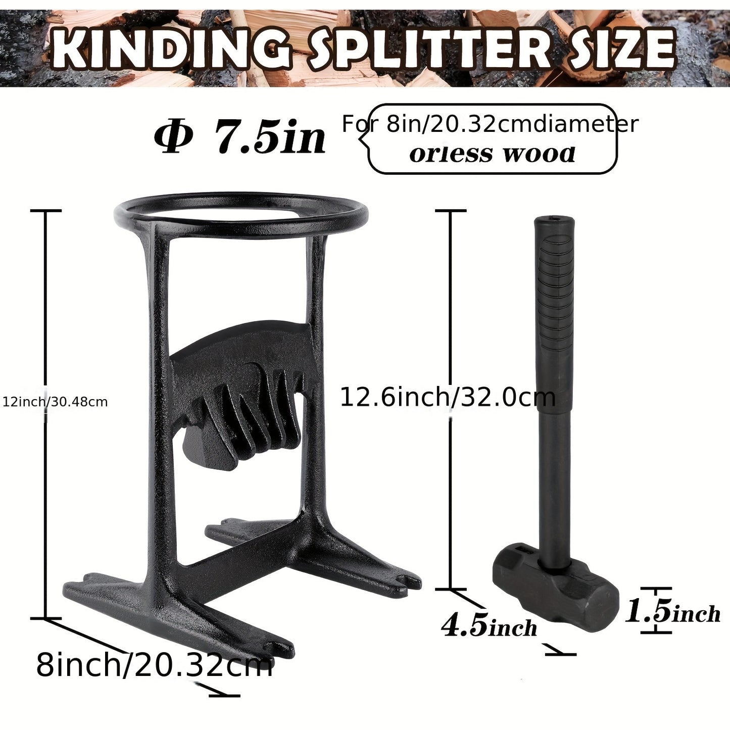 Cast Iron Firewood Splitter With Sledgehammer Manual Tool