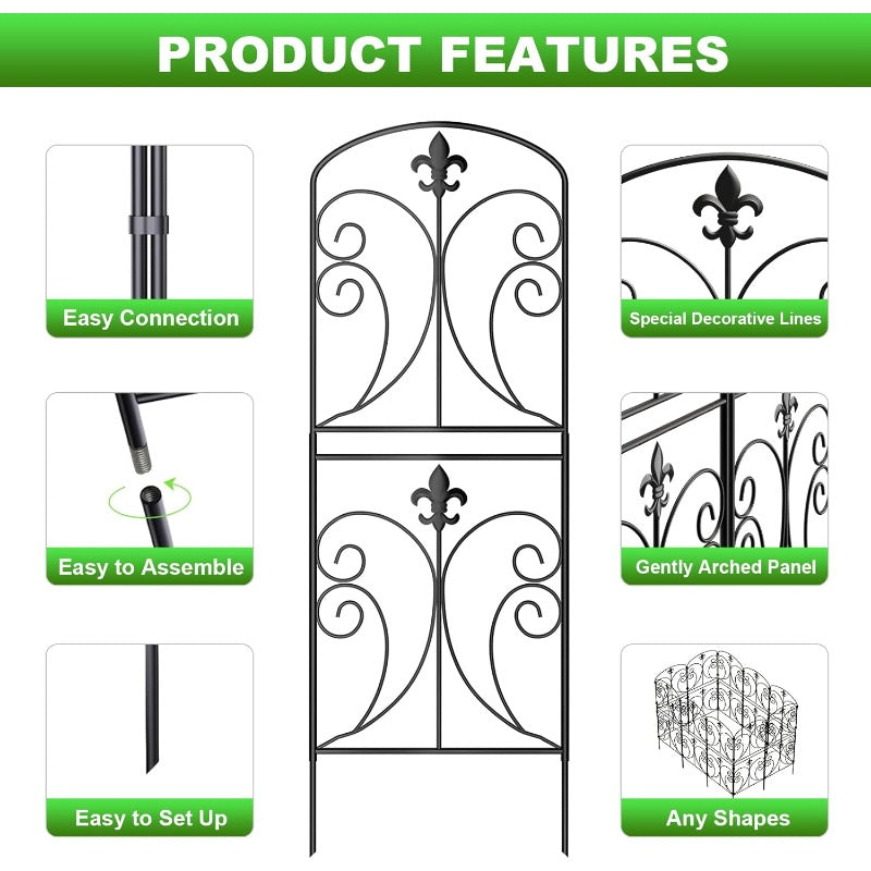 Heightened Decorative Garden Fence 10 Pack Arched Border