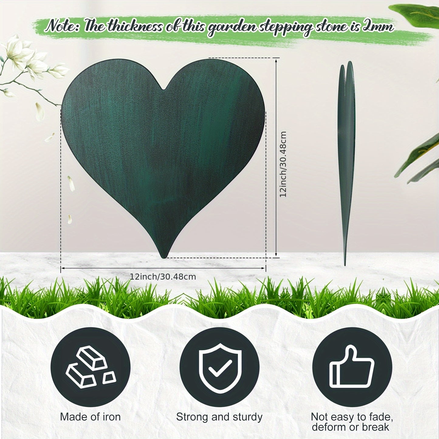 OUTUS Heart Shaped Garden Stepping Stones Rustic Iron
